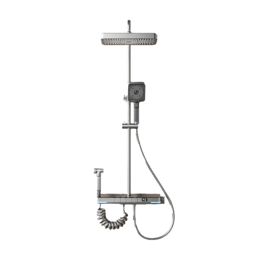 Modern Shower System Brass Slide Bar Included Wall Mounted Shower Set Clearhalo 'Bathroom Remodel & Bathroom Fixtures' 'Home Improvement' 'home_improvement' 'home_improvement_shower_faucets' 'Shower Faucets & Systems' 'shower_faucets' 'Showers & Bathtubs Plumbing' 'Showers & Bathtubs' 6510853