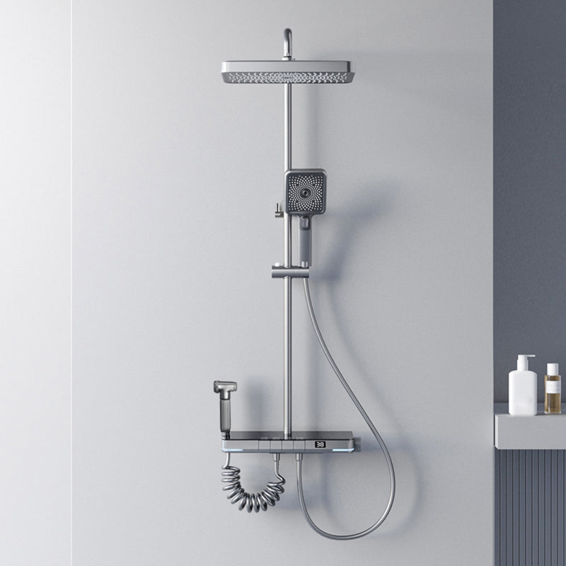 Modern Shower System Brass Slide Bar Included Wall Mounted Shower Set Clearhalo 'Bathroom Remodel & Bathroom Fixtures' 'Home Improvement' 'home_improvement' 'home_improvement_shower_faucets' 'Shower Faucets & Systems' 'shower_faucets' 'Showers & Bathtubs Plumbing' 'Showers & Bathtubs' 6510863