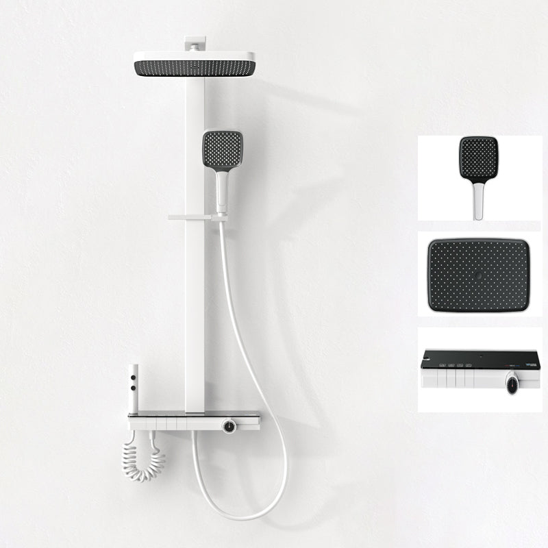 Modern Shower System Metal Thermostatic Massage Wall Mounted Shower Faucet White Clearhalo 'Bathroom Remodel & Bathroom Fixtures' 'Home Improvement' 'home_improvement' 'home_improvement_shower_faucets' 'Shower Faucets & Systems' 'shower_faucets' 'Showers & Bathtubs Plumbing' 'Showers & Bathtubs' 6510903