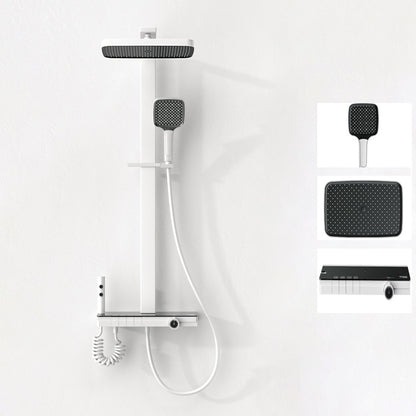 Modern Shower System Metal Thermostatic Massage Wall Mounted Shower Faucet White Clearhalo 'Bathroom Remodel & Bathroom Fixtures' 'Home Improvement' 'home_improvement' 'home_improvement_shower_faucets' 'Shower Faucets & Systems' 'shower_faucets' 'Showers & Bathtubs Plumbing' 'Showers & Bathtubs' 6510903