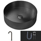 Modern Vessel Sink Round Metal with Basin and Faucet Vessel Lavatory Sink Frost Black Single Cooling Tap Sink with Faucet Clearhalo 'Bathroom Remodel & Bathroom Fixtures' 'Bathroom Sinks & Faucet Components' 'Bathroom Sinks' 'bathroom_sink' 'Home Improvement' 'home_improvement' 'home_improvement_bathroom_sink' 6511190