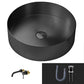 Modern Vessel Bathroom Sink Round Metal with Pop-Up Drain Vessel Lavatory Sink Black Wall Mounted Faucet Sink with Faucet Clearhalo 'Bathroom Remodel & Bathroom Fixtures' 'Bathroom Sinks & Faucet Components' 'Bathroom Sinks' 'bathroom_sink' 'Home Improvement' 'home_improvement' 'home_improvement_bathroom_sink' 6511212
