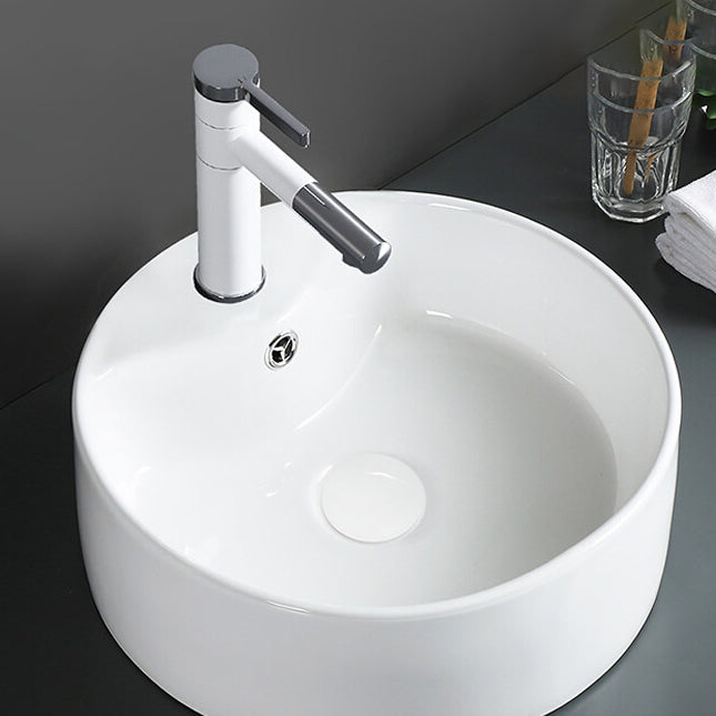Modern Vessel Bathroom Sink Round Porcelain with Overflow Vessel Lavatory Sink Clearhalo 'Bathroom Remodel & Bathroom Fixtures' 'Bathroom Sinks & Faucet Components' 'Bathroom Sinks' 'bathroom_sink' 'Home Improvement' 'home_improvement' 'home_improvement_bathroom_sink' 6511232