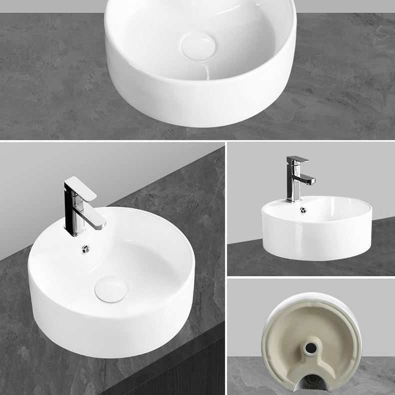 Modern Vessel Bathroom Sink Round Porcelain with Overflow Vessel Lavatory Sink Clearhalo 'Bathroom Remodel & Bathroom Fixtures' 'Bathroom Sinks & Faucet Components' 'Bathroom Sinks' 'bathroom_sink' 'Home Improvement' 'home_improvement' 'home_improvement_bathroom_sink' 6511255