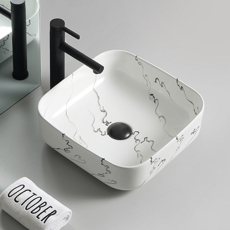 Modern Porcelain Trough Sink Oval-shape Trough Bathroom Sink 15.2"L x 15.2"W x 5.5"H Tap Hole not Included Sink with Faucet Clearhalo 'Bathroom Remodel & Bathroom Fixtures' 'Bathroom Sinks & Faucet Components' 'Bathroom Sinks' 'bathroom_sink' 'Home Improvement' 'home_improvement' 'home_improvement_bathroom_sink' 6511307