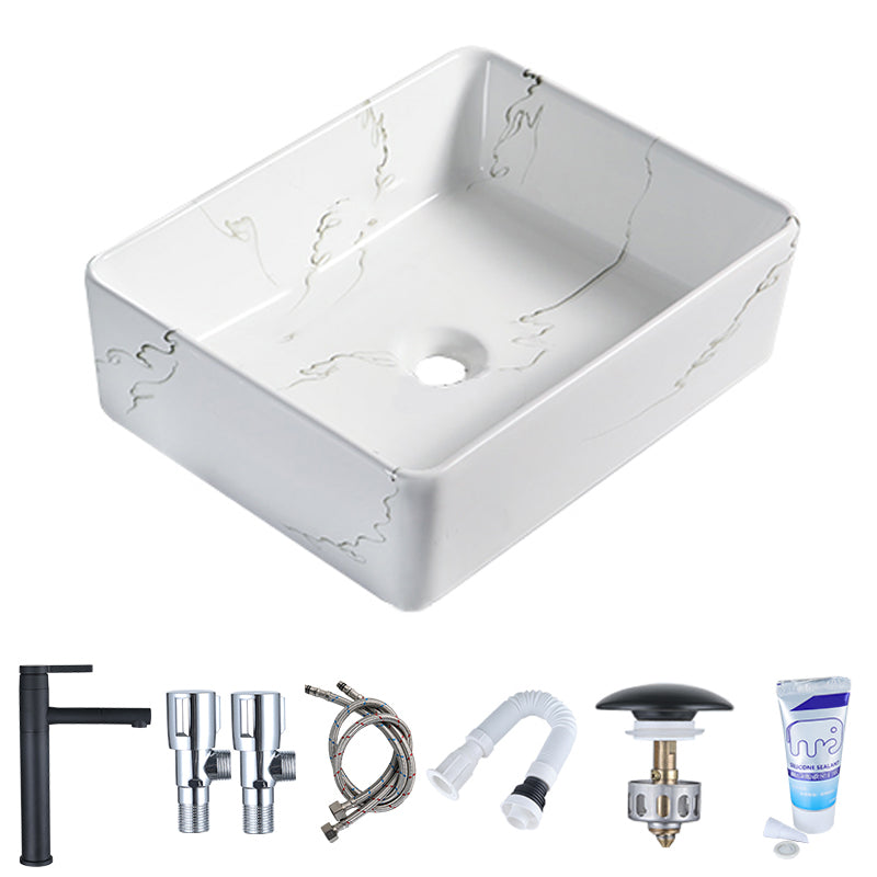 Modern Porcelain Trough Sink Oval-shape Trough Bathroom Sink 18.9"L x 14.6"W x 5.5"H Tap Hole not Included Sink with Faucet Clearhalo 'Bathroom Remodel & Bathroom Fixtures' 'Bathroom Sinks & Faucet Components' 'Bathroom Sinks' 'bathroom_sink' 'Home Improvement' 'home_improvement' 'home_improvement_bathroom_sink' 6511317