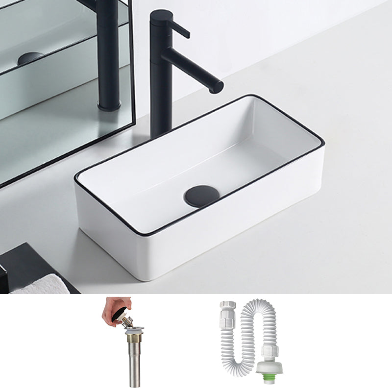 Modern Porcelain Trough Sink Rectangular Trough Bathroom Sink 18"L x 9"W x 5"H Bright White Sink Clearhalo 'Bathroom Remodel & Bathroom Fixtures' 'Bathroom Sinks & Faucet Components' 'Bathroom Sinks' 'bathroom_sink' 'Home Improvement' 'home_improvement' 'home_improvement_bathroom_sink' 6511335