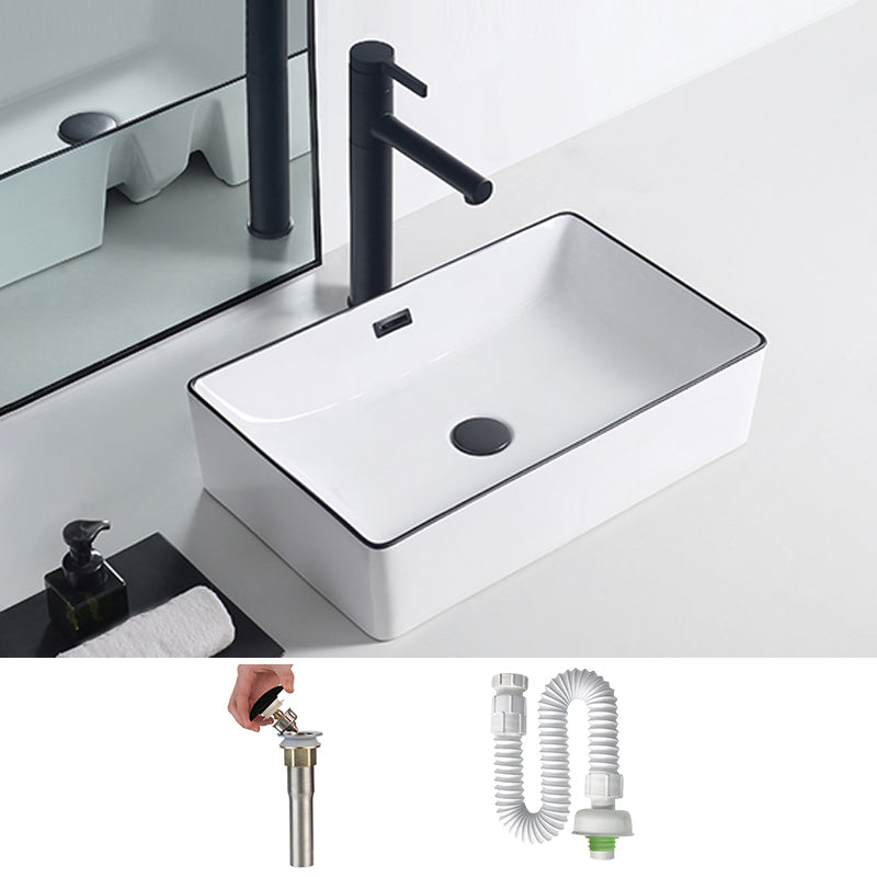 Modern Porcelain Trough Sink Rectangular Trough Bathroom Sink 23.6"L x 14.6"W x 5.9"H Bright White Sink Clearhalo 'Bathroom Remodel & Bathroom Fixtures' 'Bathroom Sinks & Faucet Components' 'Bathroom Sinks' 'bathroom_sink' 'Home Improvement' 'home_improvement' 'home_improvement_bathroom_sink' 6511340