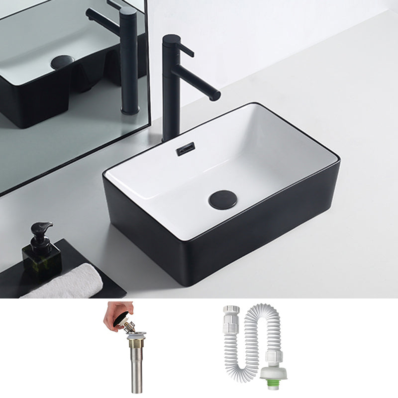 Modern Porcelain Trough Sink Rectangular Trough Bathroom Sink 20"L x 13"W x 6"H Black White Sink Clearhalo 'Bathroom Remodel & Bathroom Fixtures' 'Bathroom Sinks & Faucet Components' 'Bathroom Sinks' 'bathroom_sink' 'Home Improvement' 'home_improvement' 'home_improvement_bathroom_sink' 6511352