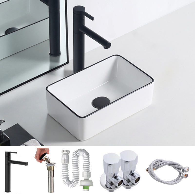 Modern Porcelain Trough Sink Rectangular Trough Bathroom Sink 14"L x 9"W x 5"H Bright White Sink with Faucet Clearhalo 'Bathroom Remodel & Bathroom Fixtures' 'Bathroom Sinks & Faucet Components' 'Bathroom Sinks' 'bathroom_sink' 'Home Improvement' 'home_improvement' 'home_improvement_bathroom_sink' 6511354