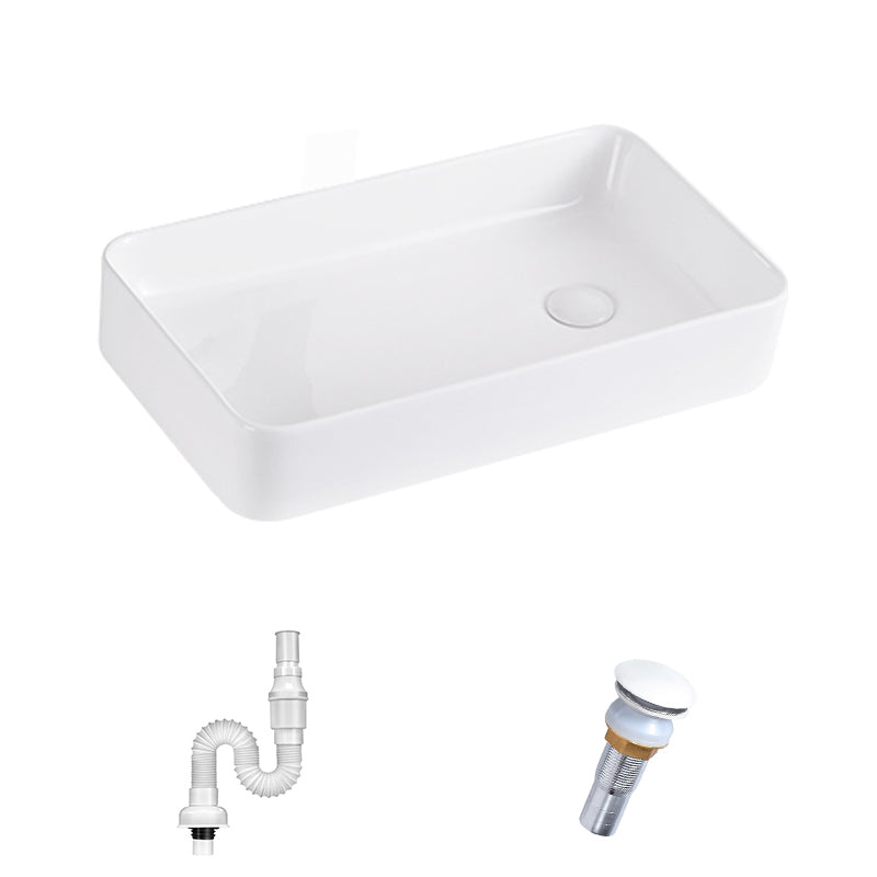 Contemporary Bathroom Sink Single Faucet Hole Porcelain Rectangular Vessel Bathroom Sink Sink Clearhalo 'Bathroom Remodel & Bathroom Fixtures' 'Bathroom Sinks & Faucet Components' 'Bathroom Sinks' 'bathroom_sink' 'Home Improvement' 'home_improvement' 'home_improvement_bathroom_sink' 6511372