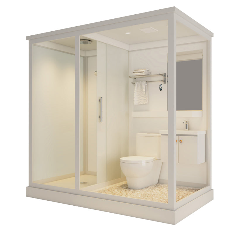 Framed Tempered Glass Shower Kit Included Framed Shower Stall in White without Toilet 75"L x 47"W x 87"H Front Door Opening Clearhalo 'Bathroom Remodel & Bathroom Fixtures' 'Home Improvement' 'home_improvement' 'home_improvement_shower_stalls_enclosures' 'Shower Stalls & Enclosures' 'shower_stalls_enclosures' 'Showers & Bathtubs' 6511393