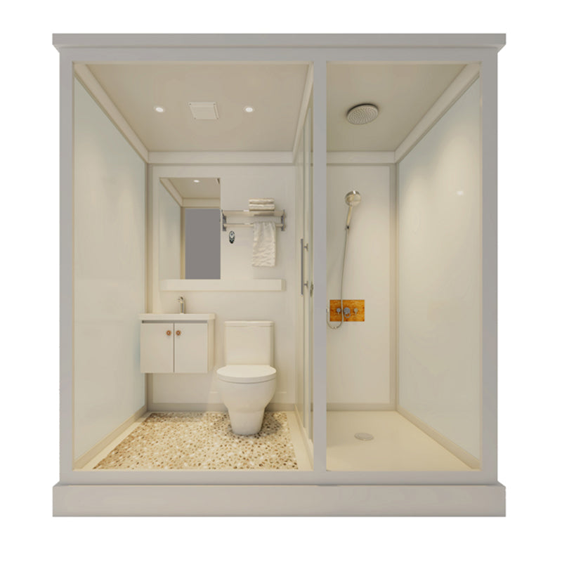 Framed Tempered Glass Shower Kit Included Framed Shower Stall in White without Toilet Clearhalo 'Bathroom Remodel & Bathroom Fixtures' 'Home Improvement' 'home_improvement' 'home_improvement_shower_stalls_enclosures' 'Shower Stalls & Enclosures' 'shower_stalls_enclosures' 'Showers & Bathtubs' 6511394