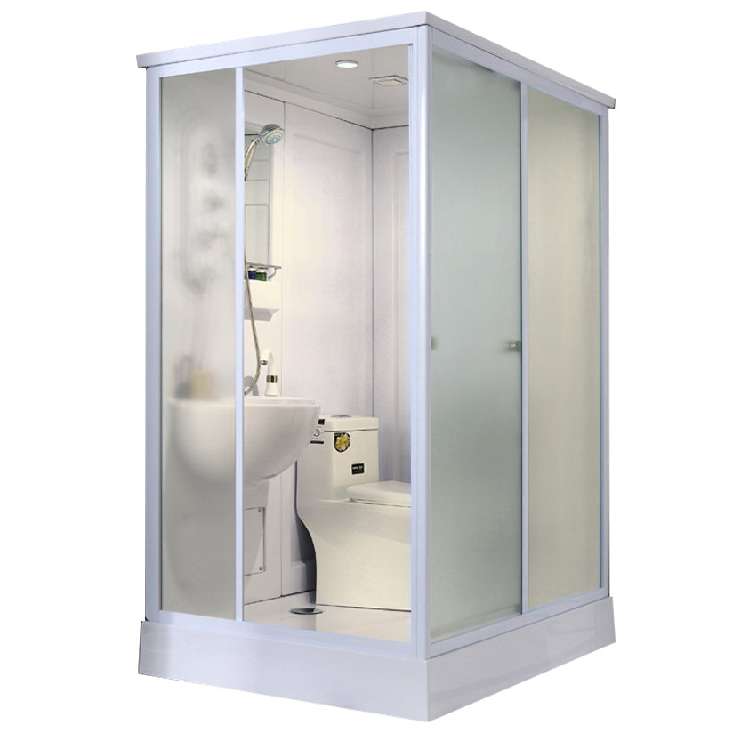 Framed Tempered Glass Shower Kit Included Framed Shower Stall in White without Toilet Side Door Opening Clearhalo 'Bathroom Remodel & Bathroom Fixtures' 'Home Improvement' 'home_improvement' 'home_improvement_shower_stalls_enclosures' 'Shower Stalls & Enclosures' 'shower_stalls_enclosures' 'Showers & Bathtubs' 6511395