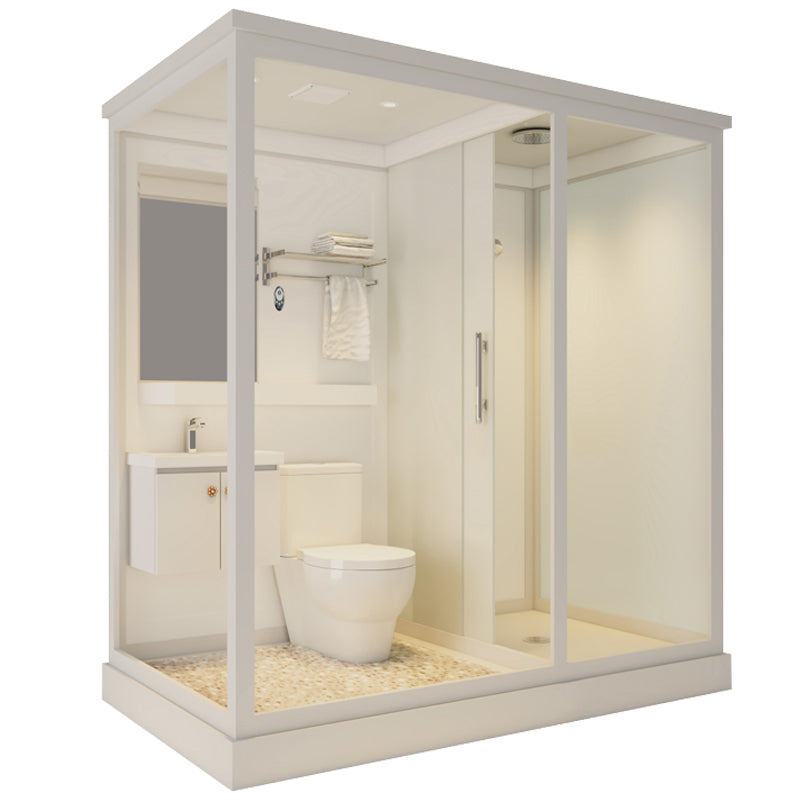 Framed Tempered Glass Shower Kit Included Framed Shower Stall in White without Toilet Clearhalo 'Bathroom Remodel & Bathroom Fixtures' 'Home Improvement' 'home_improvement' 'home_improvement_shower_stalls_enclosures' 'Shower Stalls & Enclosures' 'shower_stalls_enclosures' 'Showers & Bathtubs' 6511396