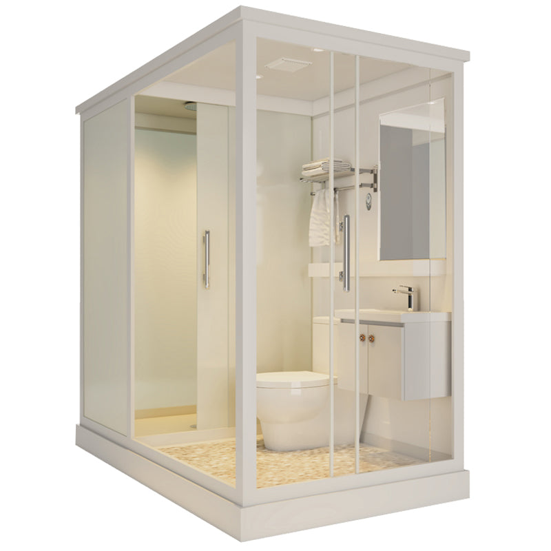 Framed Tempered Glass Shower Kit Included Framed Shower Stall in White without Toilet 75"L x 47"W x 87"H Side Door Opening Clearhalo 'Bathroom Remodel & Bathroom Fixtures' 'Home Improvement' 'home_improvement' 'home_improvement_shower_stalls_enclosures' 'Shower Stalls & Enclosures' 'shower_stalls_enclosures' 'Showers & Bathtubs' 6511397