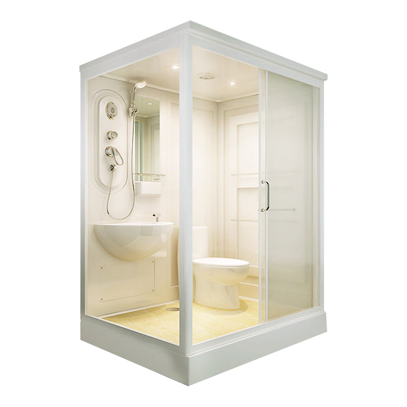 Framed Tempered Glass Shower Kit Included Framed Shower Stall in White without Toilet Clearhalo 'Bathroom Remodel & Bathroom Fixtures' 'Home Improvement' 'home_improvement' 'home_improvement_shower_stalls_enclosures' 'Shower Stalls & Enclosures' 'shower_stalls_enclosures' 'Showers & Bathtubs' 6511398