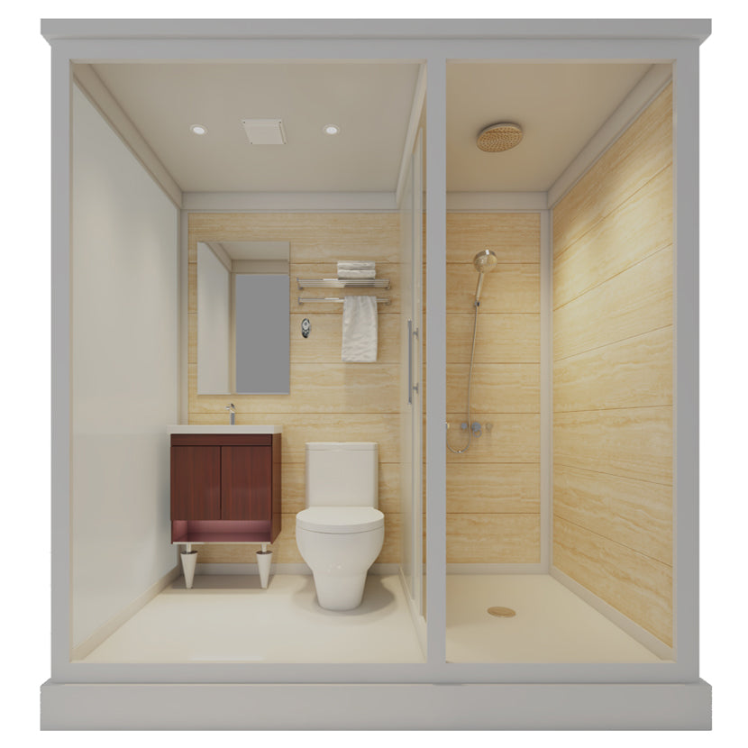 Framed Tempered Glass Shower Kit Included Framed Shower Stall in White without Toilet Clearhalo 'Bathroom Remodel & Bathroom Fixtures' 'Home Improvement' 'home_improvement' 'home_improvement_shower_stalls_enclosures' 'Shower Stalls & Enclosures' 'shower_stalls_enclosures' 'Showers & Bathtubs' 6511403