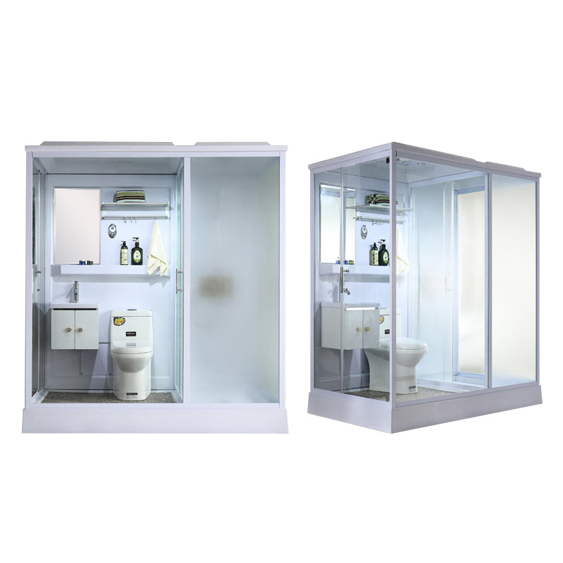 Framed Tempered Glass Shower Kit Included Framed Shower Stall in White without Toilet Clearhalo 'Bathroom Remodel & Bathroom Fixtures' 'Home Improvement' 'home_improvement' 'home_improvement_shower_stalls_enclosures' 'Shower Stalls & Enclosures' 'shower_stalls_enclosures' 'Showers & Bathtubs' 6511404