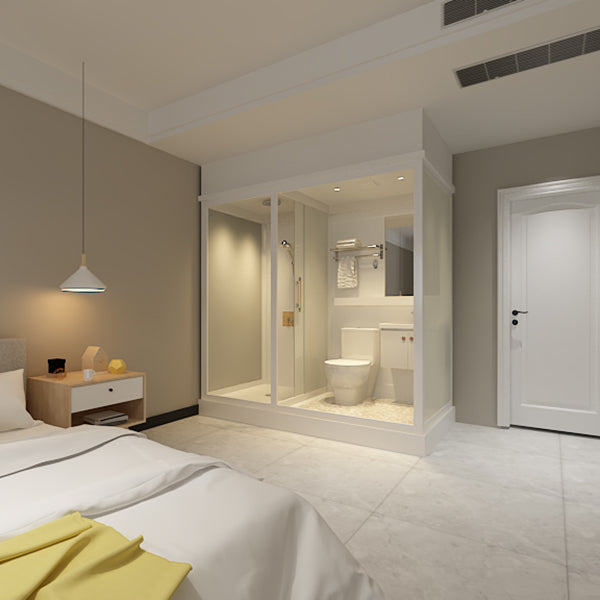 Framed Tempered Glass Shower Kit Included Framed Shower Stall in White without Toilet Clearhalo 'Bathroom Remodel & Bathroom Fixtures' 'Home Improvement' 'home_improvement' 'home_improvement_shower_stalls_enclosures' 'Shower Stalls & Enclosures' 'shower_stalls_enclosures' 'Showers & Bathtubs' 6511405