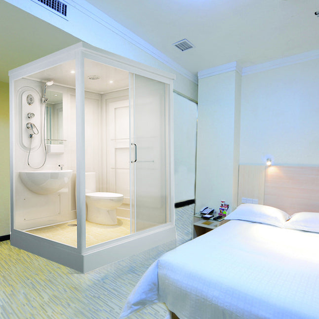 Framed Tempered Glass Shower Kit Included Framed Shower Stall in White without Toilet Clearhalo 'Bathroom Remodel & Bathroom Fixtures' 'Home Improvement' 'home_improvement' 'home_improvement_shower_stalls_enclosures' 'Shower Stalls & Enclosures' 'shower_stalls_enclosures' 'Showers & Bathtubs' 6511409