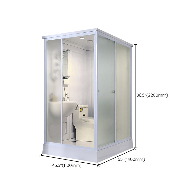Framed Tempered Glass Shower Kit Included Framed Shower Stall in White without Toilet Clearhalo 'Bathroom Remodel & Bathroom Fixtures' 'Home Improvement' 'home_improvement' 'home_improvement_shower_stalls_enclosures' 'Shower Stalls & Enclosures' 'shower_stalls_enclosures' 'Showers & Bathtubs' 6511415