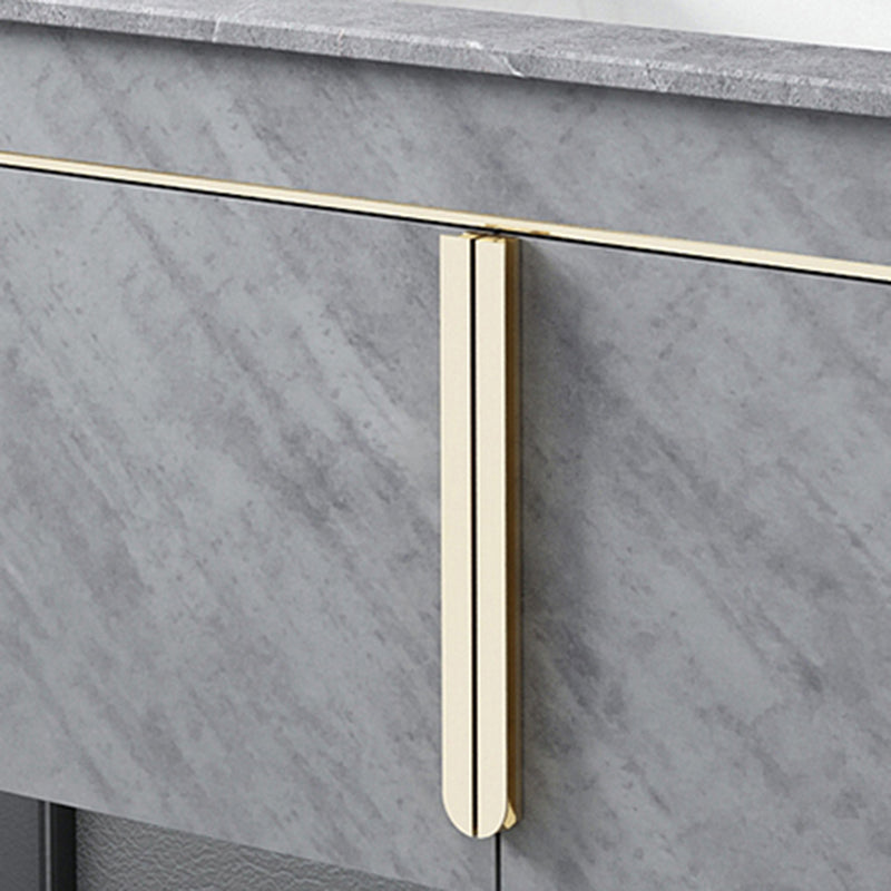 Glam Sink Vanity Wall-Mounted 2 Doors Rectangle Single Bathroom Sink Vanity with Mirror Clearhalo 'Bathroom Remodel & Bathroom Fixtures' 'Bathroom Vanities' 'bathroom_vanities' 'Home Improvement' 'home_improvement' 'home_improvement_bathroom_vanities' 6511463