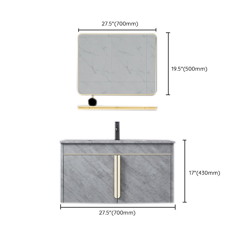 Glam Sink Vanity Wall-Mounted 2 Doors Rectangle Single Bathroom Sink Vanity with Mirror Clearhalo 'Bathroom Remodel & Bathroom Fixtures' 'Bathroom Vanities' 'bathroom_vanities' 'Home Improvement' 'home_improvement' 'home_improvement_bathroom_vanities' 6511469