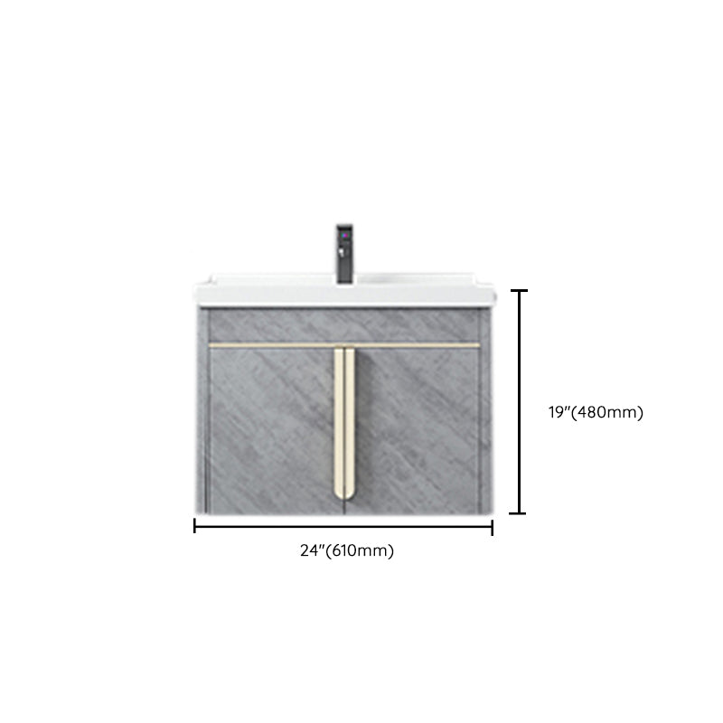 Glam Sink Vanity Wall-Mounted 2 Doors Rectangle Single Bathroom Sink Vanity with Mirror Clearhalo 'Bathroom Remodel & Bathroom Fixtures' 'Bathroom Vanities' 'bathroom_vanities' 'Home Improvement' 'home_improvement' 'home_improvement_bathroom_vanities' 6511477