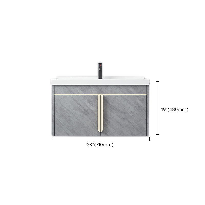 Glam Sink Vanity Wall-Mounted 2 Doors Rectangle Single Bathroom Sink Vanity with Mirror Clearhalo 'Bathroom Remodel & Bathroom Fixtures' 'Bathroom Vanities' 'bathroom_vanities' 'Home Improvement' 'home_improvement' 'home_improvement_bathroom_vanities' 6511478