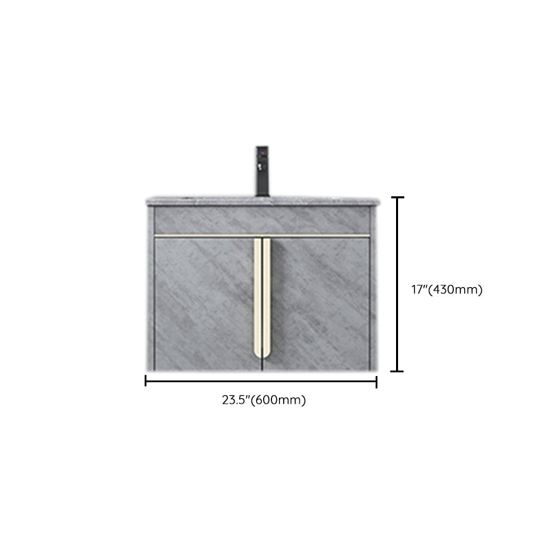 Glam Sink Vanity Wall-Mounted 2 Doors Rectangle Single Bathroom Sink Vanity with Mirror Clearhalo 'Bathroom Remodel & Bathroom Fixtures' 'Bathroom Vanities' 'bathroom_vanities' 'Home Improvement' 'home_improvement' 'home_improvement_bathroom_vanities' 6511480