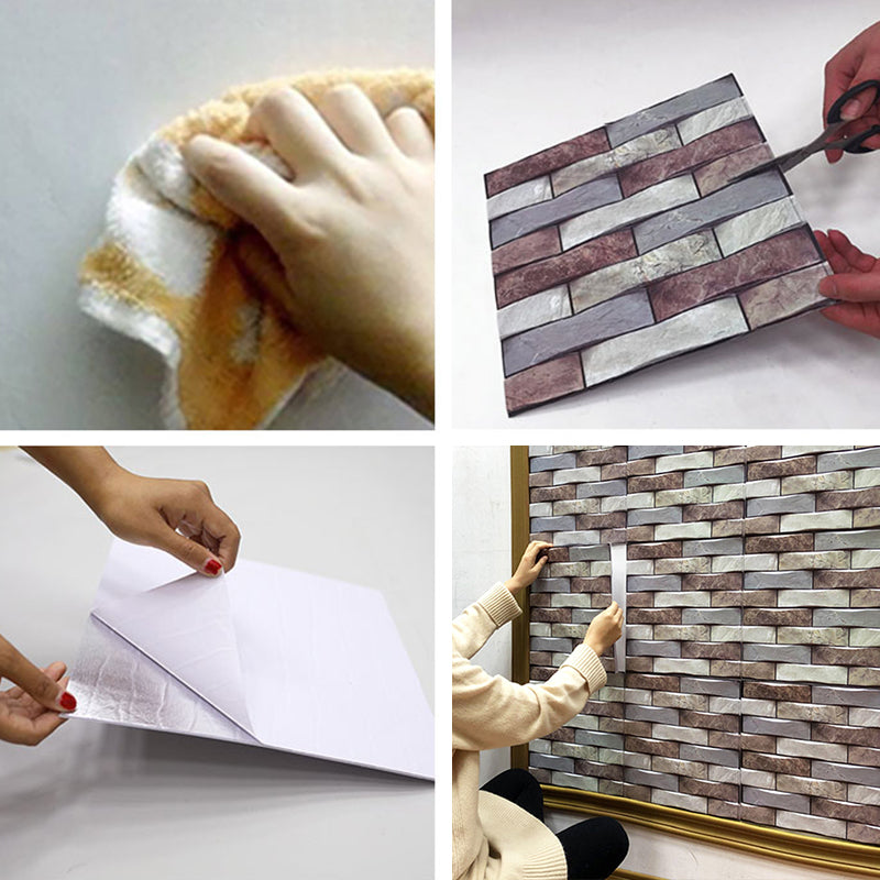 Modern PVC Field Tile/Single Tile Rectangular Peel and Stick Backsplash Wall Tile Clearhalo 'Flooring 'Home Improvement' 'home_improvement' 'home_improvement_peel_stick_blacksplash' 'Peel & Stick Backsplash Tile' 'peel_stick_blacksplash' 'Walls & Ceilings' Walls and Ceiling' 6511717