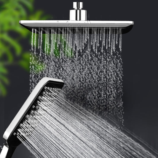 Chrome Square Shower Head Combo Wall Mounted and Ceiling Mounted Hand Shower Clearhalo 'Bathroom Remodel & Bathroom Fixtures' 'Home Improvement' 'home_improvement' 'home_improvement_shower_heads' 'Shower Heads' 'shower_heads' 'Showers & Bathtubs Plumbing' 'Showers & Bathtubs' 6511834