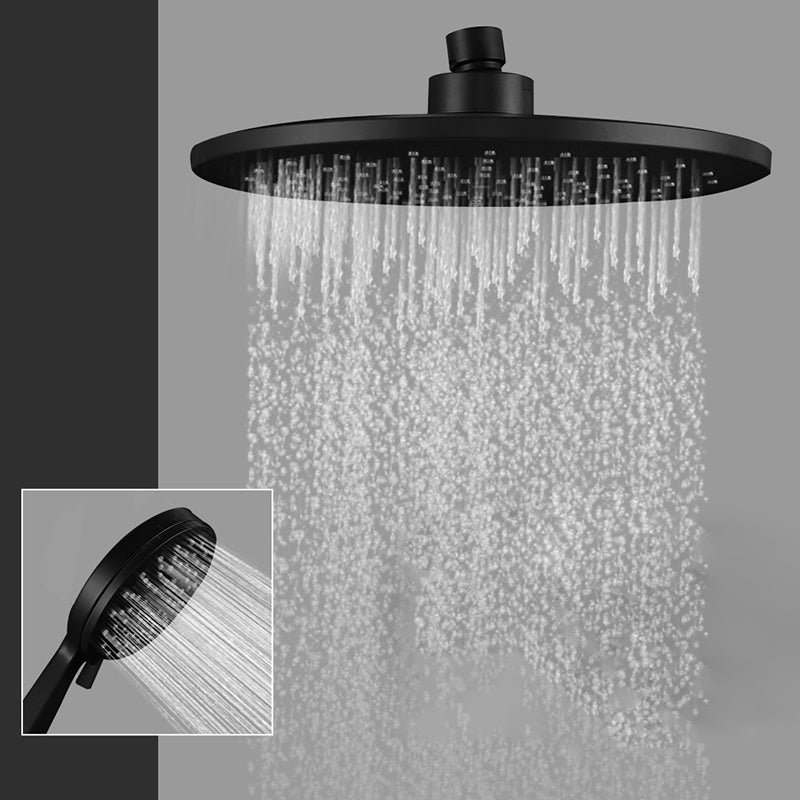 Contemporary Black Round Shower Head Combo Rain Fall Hand Shower Clearhalo 'Bathroom Remodel & Bathroom Fixtures' 'Home Improvement' 'home_improvement' 'home_improvement_shower_heads' 'Shower Heads' 'shower_heads' 'Showers & Bathtubs Plumbing' 'Showers & Bathtubs' 6511837