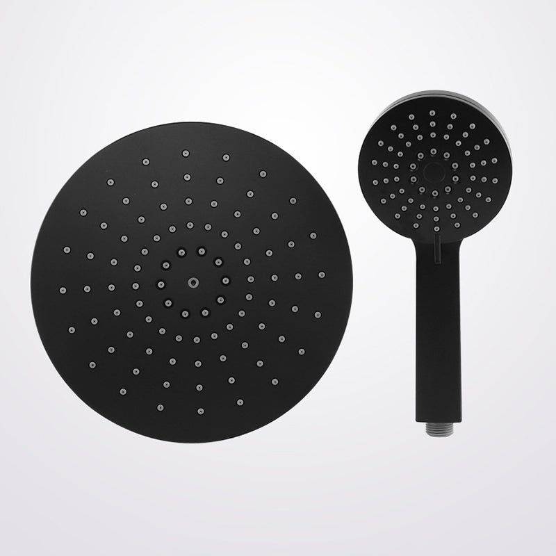 Contemporary Black Round Shower Head Combo Rain Fall Hand Shower Clearhalo 'Bathroom Remodel & Bathroom Fixtures' 'Home Improvement' 'home_improvement' 'home_improvement_shower_heads' 'Shower Heads' 'shower_heads' 'Showers & Bathtubs Plumbing' 'Showers & Bathtubs' 6511841