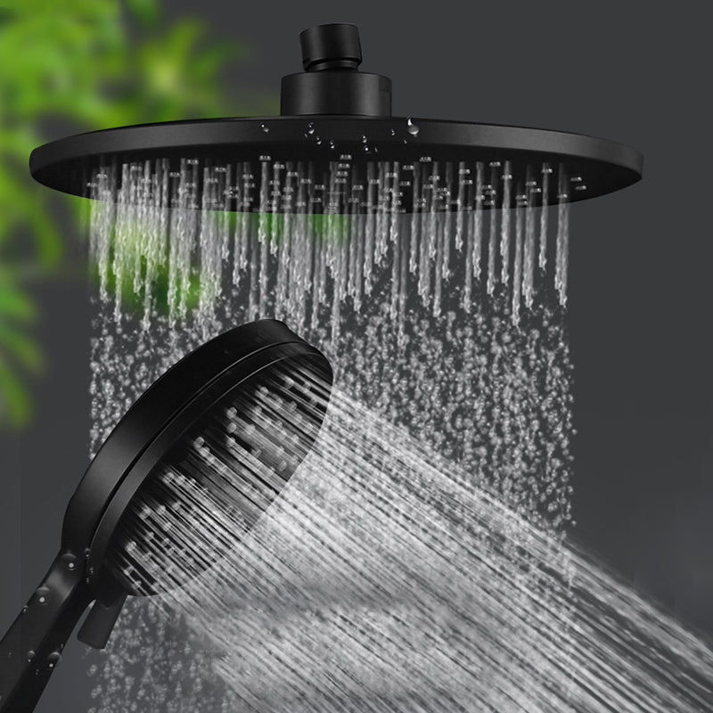 Contemporary Black Round Shower Head Combo Rain Fall Hand Shower Clearhalo 'Bathroom Remodel & Bathroom Fixtures' 'Home Improvement' 'home_improvement' 'home_improvement_shower_heads' 'Shower Heads' 'shower_heads' 'Showers & Bathtubs Plumbing' 'Showers & Bathtubs' 6511849