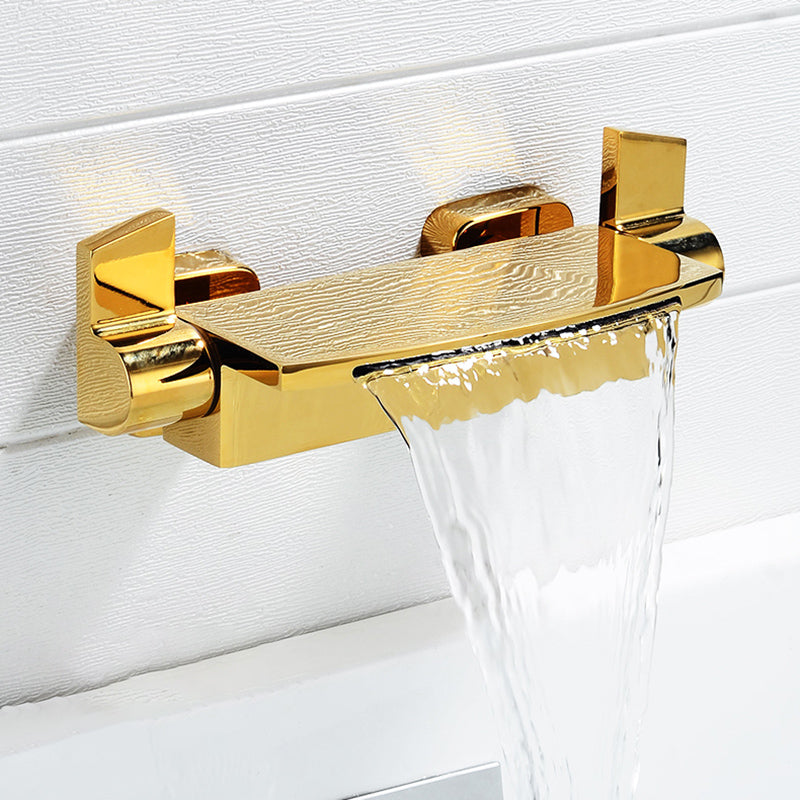 Tub Spout Bathroom Waterfall Wall Mounted Storage Shelf Bathroom Faucet Gold Hand Shower Not Included Risers Not Included Clearhalo 'Bathroom Remodel & Bathroom Fixtures' 'Bathtub Faucets' 'bathtub_faucets' 'Home Improvement' 'home_improvement' 'home_improvement_bathtub_faucets' 6511992