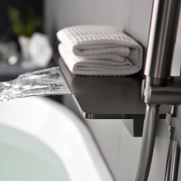 Bathroom Tub Spout Waterfall Wall Mounted Fixed Bathtub Faucet with Hose Clearhalo 'Bathroom Remodel & Bathroom Fixtures' 'Bathtub Faucets' 'bathtub_faucets' 'Home Improvement' 'home_improvement' 'home_improvement_bathtub_faucets' 6512008