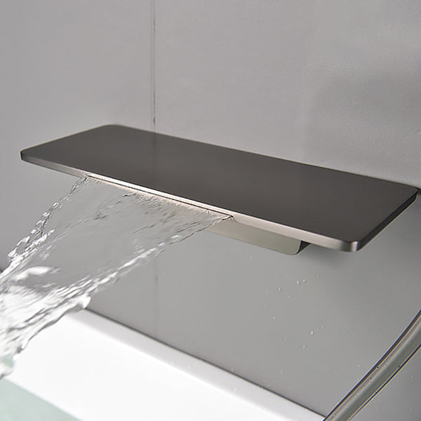 Bathroom Tub Spout Waterfall Wall Mounted Fixed Bathtub Faucet with Hose Clearhalo 'Bathroom Remodel & Bathroom Fixtures' 'Bathtub Faucets' 'bathtub_faucets' 'Home Improvement' 'home_improvement' 'home_improvement_bathtub_faucets' 6512012