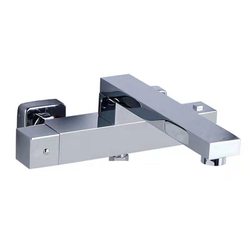 Modern Bathroom Faucet Wall Mounted Fixed Knob Handle Faucet Tub Chrome Hand Shower Not Included Clearhalo 'Bathroom Remodel & Bathroom Fixtures' 'Bathtub Faucets' 'bathtub_faucets' 'Home Improvement' 'home_improvement' 'home_improvement_bathtub_faucets' 6512021