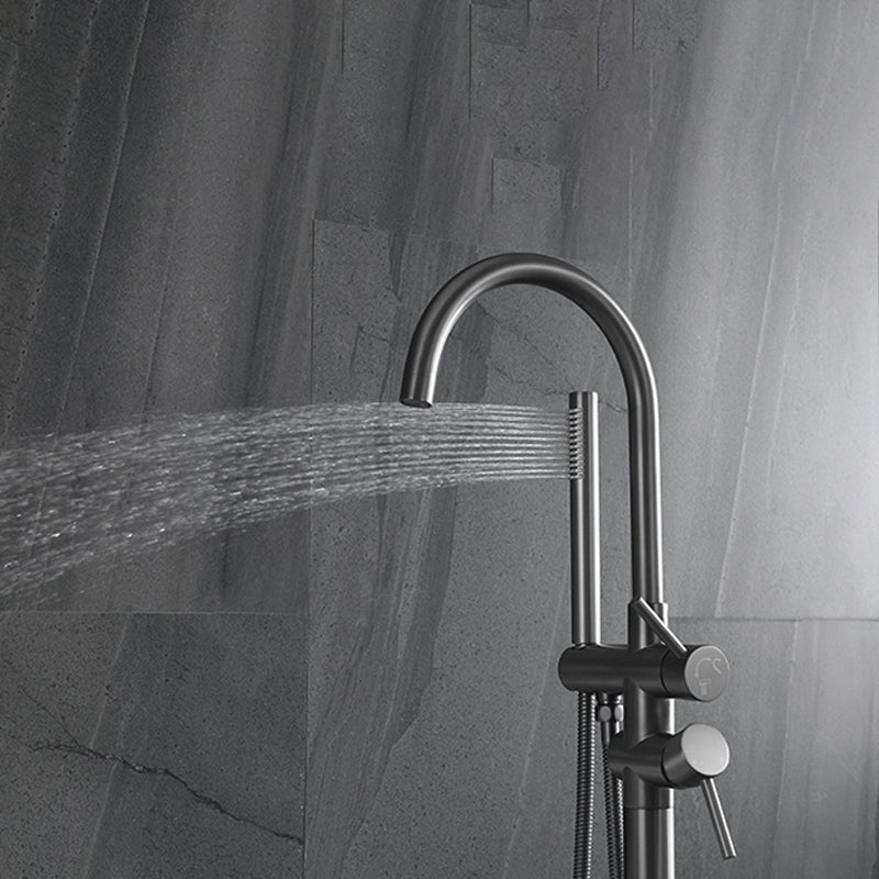 Floor Mounted Metal Freestanding Tub Filler Single Handle Freestanding Faucet Clearhalo 'Bathroom Remodel & Bathroom Fixtures' 'Bathtub Faucets' 'bathtub_faucets' 'Home Improvement' 'home_improvement' 'home_improvement_bathtub_faucets' 6512042