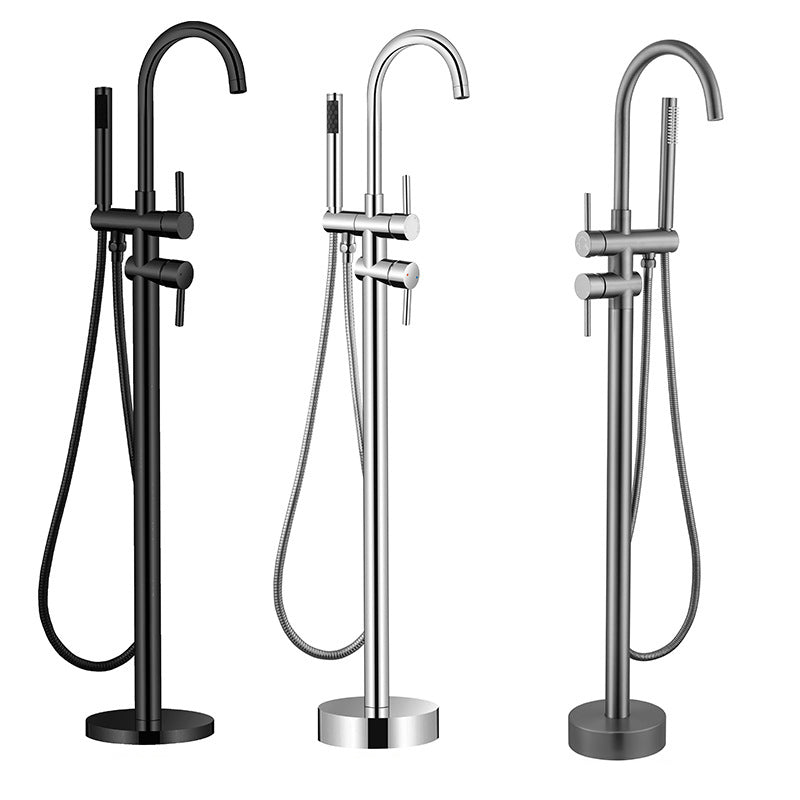 Floor Mounted Metal Freestanding Tub Filler Single Handle Freestanding Faucet Clearhalo 'Bathroom Remodel & Bathroom Fixtures' 'Bathtub Faucets' 'bathtub_faucets' 'Home Improvement' 'home_improvement' 'home_improvement_bathtub_faucets' 6512043