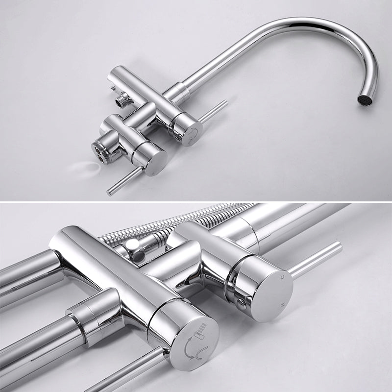 Floor Mounted Metal Freestanding Tub Filler Single Handle Freestanding Faucet Clearhalo 'Bathroom Remodel & Bathroom Fixtures' 'Bathtub Faucets' 'bathtub_faucets' 'Home Improvement' 'home_improvement' 'home_improvement_bathtub_faucets' 6512045