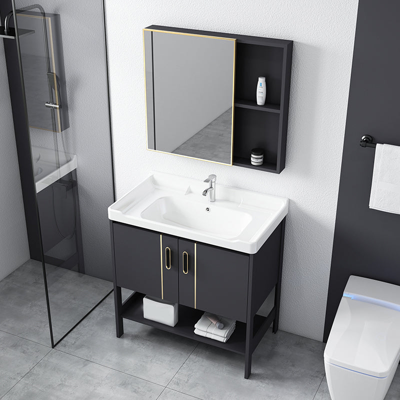 Bathroom Sink Vanity Rectangle Freestanding Mirror Standalone Cabinet Bath Vanity Clearhalo 'Bathroom Remodel & Bathroom Fixtures' 'Bathroom Vanities' 'bathroom_vanities' 'Home Improvement' 'home_improvement' 'home_improvement_bathroom_vanities' 6512072