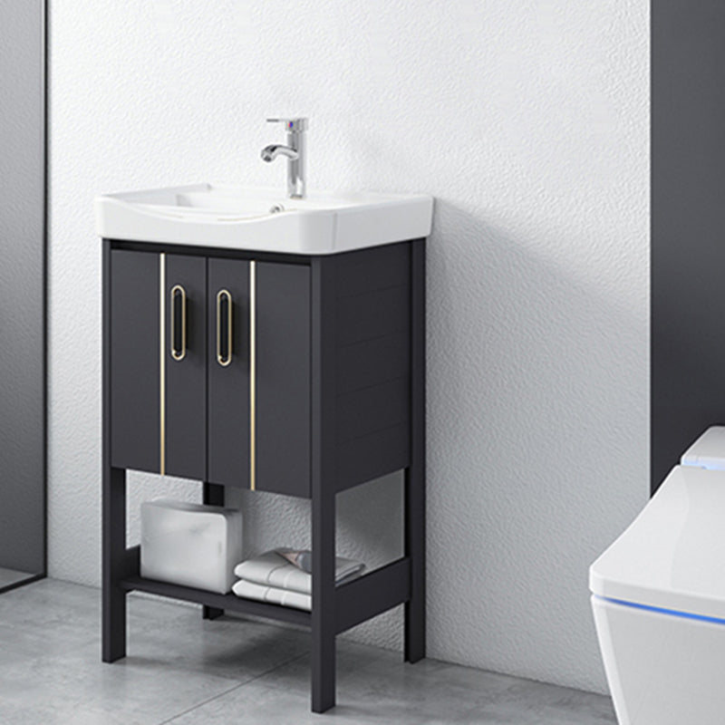 Bathroom Sink Vanity Rectangle Freestanding Mirror Standalone Cabinet Bath Vanity Vanity & Faucet 20.1"L x 14.2"W x 31.9"H White Clearhalo 'Bathroom Remodel & Bathroom Fixtures' 'Bathroom Vanities' 'bathroom_vanities' 'Home Improvement' 'home_improvement' 'home_improvement_bathroom_vanities' 6512076