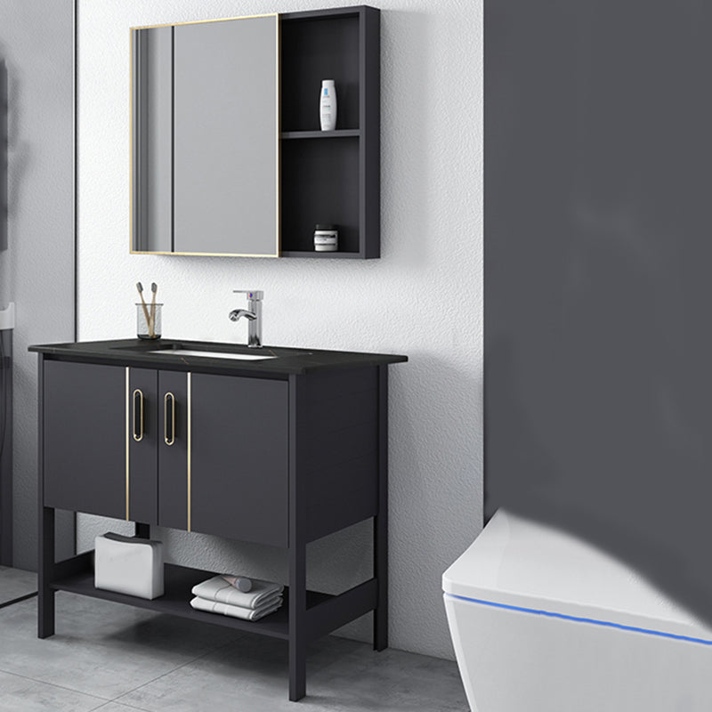 Bathroom Sink Vanity Rectangle Freestanding Mirror Standalone Cabinet Bath Vanity Clearhalo 'Bathroom Remodel & Bathroom Fixtures' 'Bathroom Vanities' 'bathroom_vanities' 'Home Improvement' 'home_improvement' 'home_improvement_bathroom_vanities' 6512079