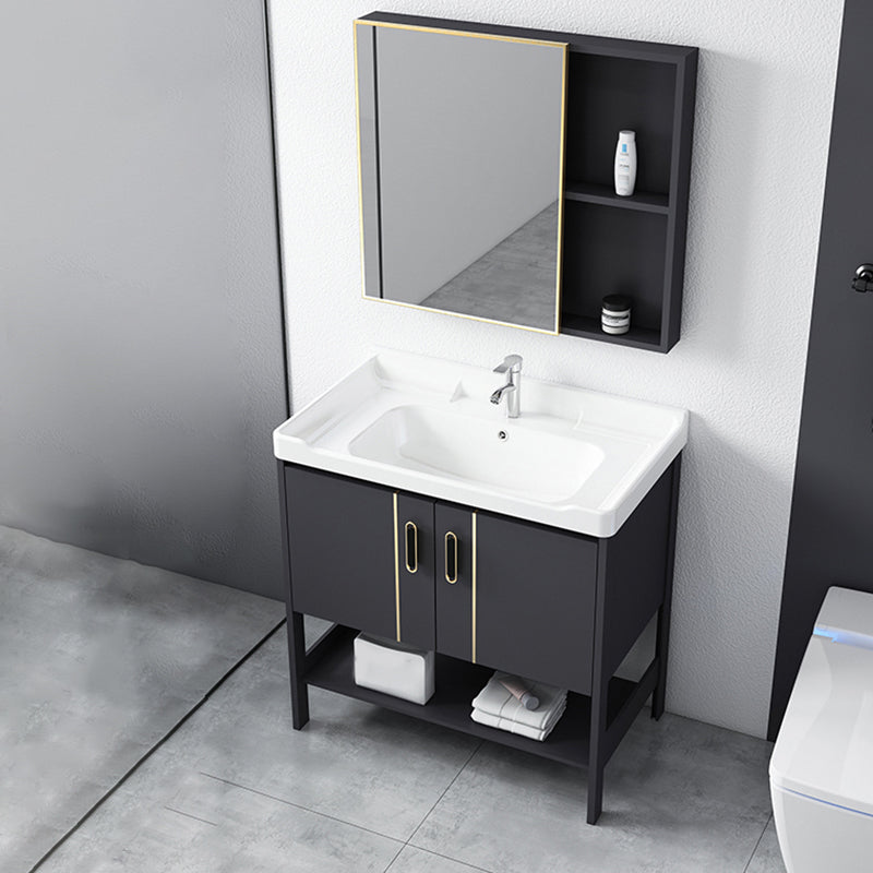 Bathroom Sink Vanity Rectangle Freestanding Mirror Standalone Cabinet Bath Vanity Vanity & Faucet & Mirror Cabinet White Clearhalo 'Bathroom Remodel & Bathroom Fixtures' 'Bathroom Vanities' 'bathroom_vanities' 'Home Improvement' 'home_improvement' 'home_improvement_bathroom_vanities' 6512097