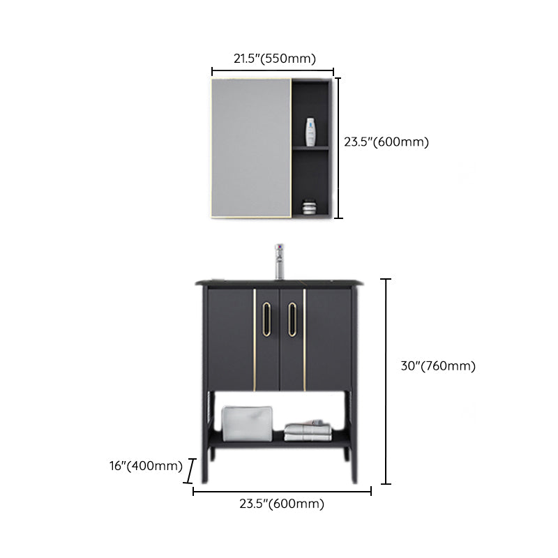 Bathroom Sink Vanity Rectangle Freestanding Mirror Standalone Cabinet Bath Vanity Clearhalo 'Bathroom Remodel & Bathroom Fixtures' 'Bathroom Vanities' 'bathroom_vanities' 'Home Improvement' 'home_improvement' 'home_improvement_bathroom_vanities' 6512110