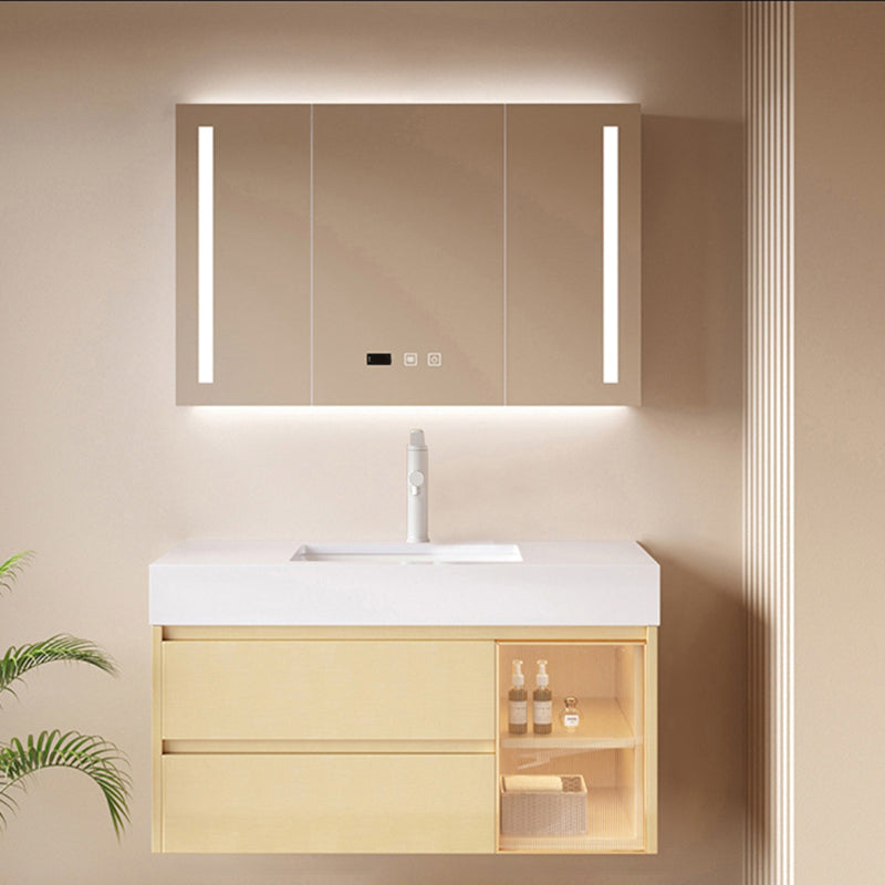 Contemporary Wood Sink Cabinet Bathroom Vanity Cabinet with Storage Vanity & Faucet & Mirror Cabinet Single Hole Clearhalo 'Bathroom Remodel & Bathroom Fixtures' 'Bathroom Vanities' 'bathroom_vanities' 'Home Improvement' 'home_improvement' 'home_improvement_bathroom_vanities' 6513505