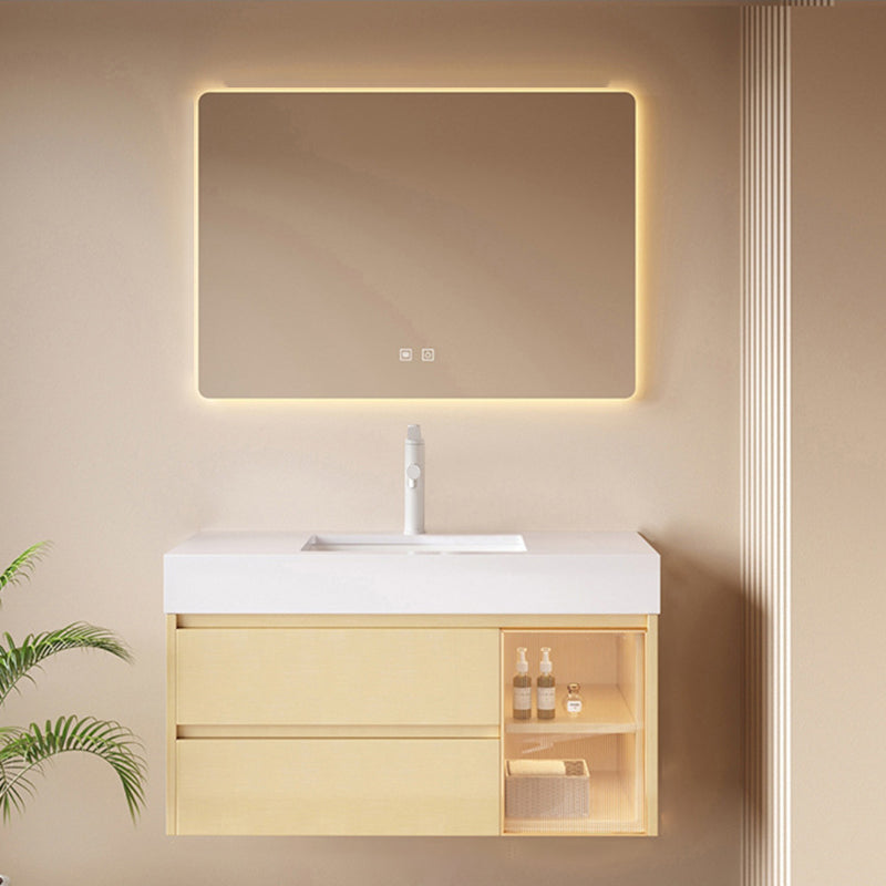 Contemporary Wood Sink Cabinet Bathroom Vanity Cabinet with Storage Vanity & Faucet & Mirrors Single Hole Clearhalo 'Bathroom Remodel & Bathroom Fixtures' 'Bathroom Vanities' 'bathroom_vanities' 'Home Improvement' 'home_improvement' 'home_improvement_bathroom_vanities' 6513512
